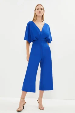 Coast V Neck Crepe Cape Jumpsuit
