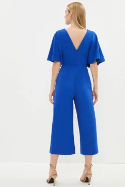 Coast V Neck Crepe Cape Jumpsuit -Coast Shop bcc03087 cobalt xl 2