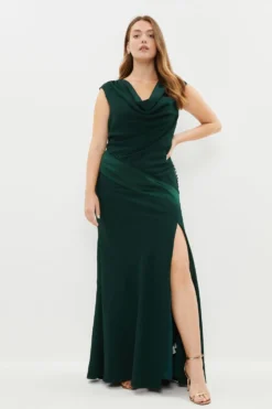 Coast Plus Size Cowl Neck Satin Maxi Dress