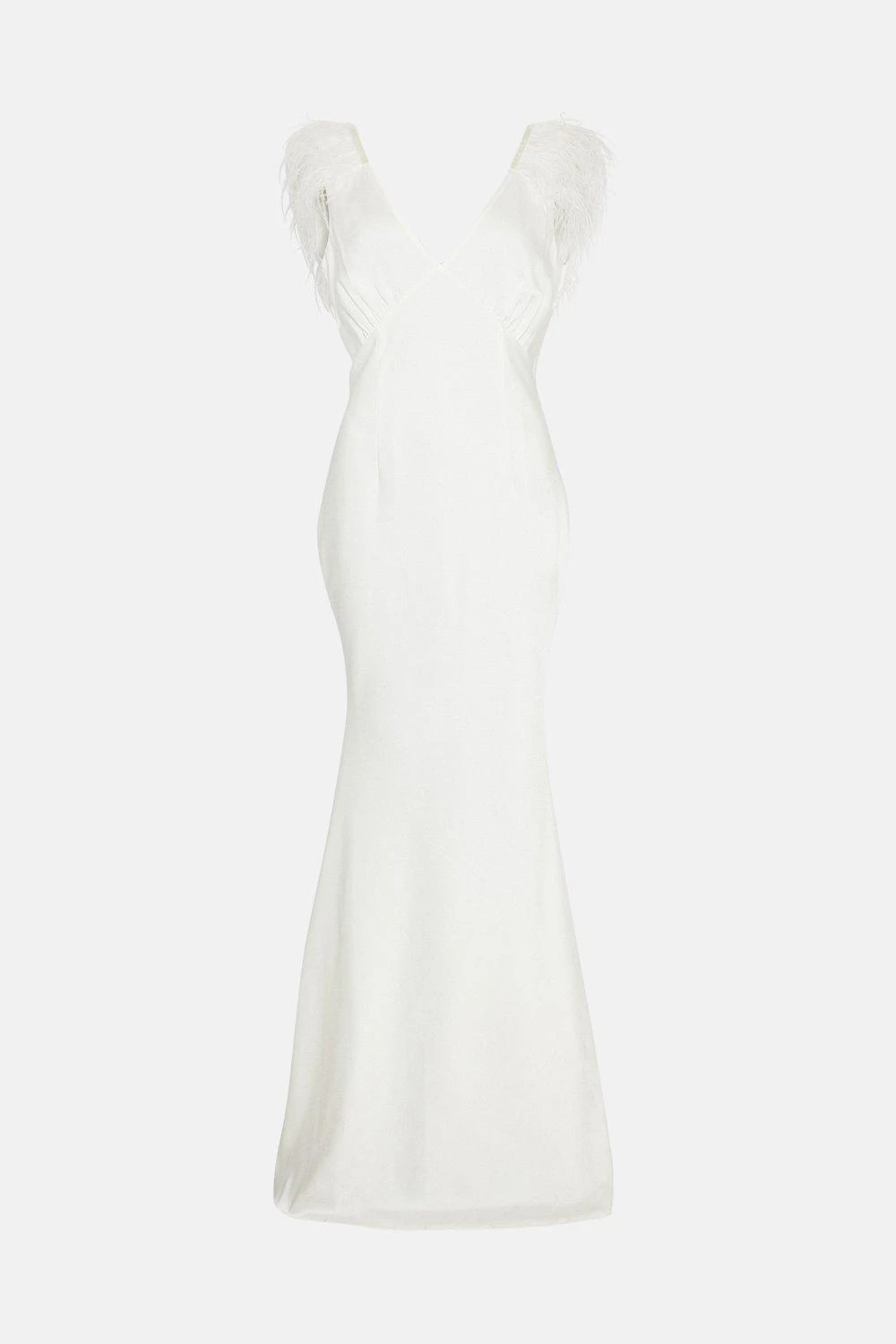 Coast Feather Trim V Neck Fishtail Maxi Dress 5 Coast Feather Trim V Neck Fishtail Maxi Dress - Image 5