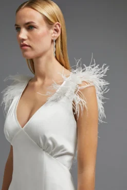 Coast Feather Trim V Neck Fishtail Maxi Dress 11 Coast Feather Trim V Neck Fishtail Maxi Dress -Coast Shop bcc03122 ivory xl 6 scaled