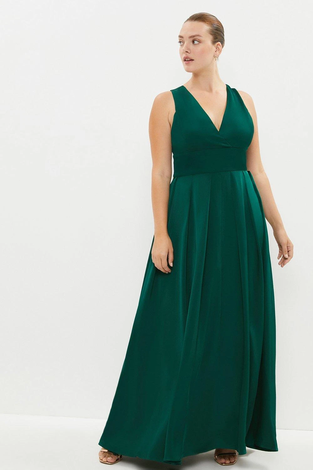 Coast Plus Size Full Skirted Satin Maxi Dress 3 Coast Plus Size Full Skirted Satin Maxi Dress - Image 3