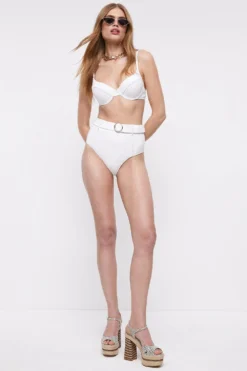 Coast Plunge Tie Back High Waisted Belted Bikini -Coast Shop bcc03221 ivory xl 2