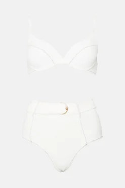 Coast Plunge Tie Back High Waisted Belted Bikini -Coast Shop bcc03221 ivory xl 3