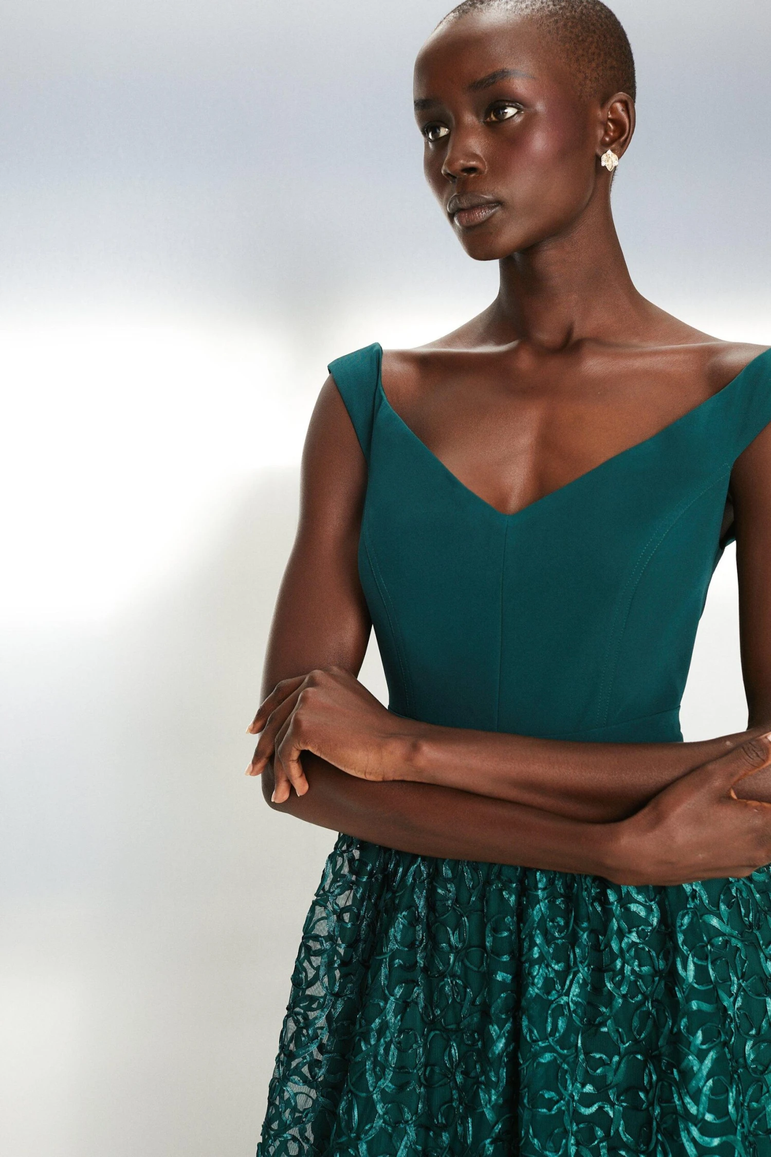 Coast Off Shoulder Embroidered Skirt Maxi Dress 2 Coast Off Shoulder Embroidered Skirt Maxi Dress - Image 2