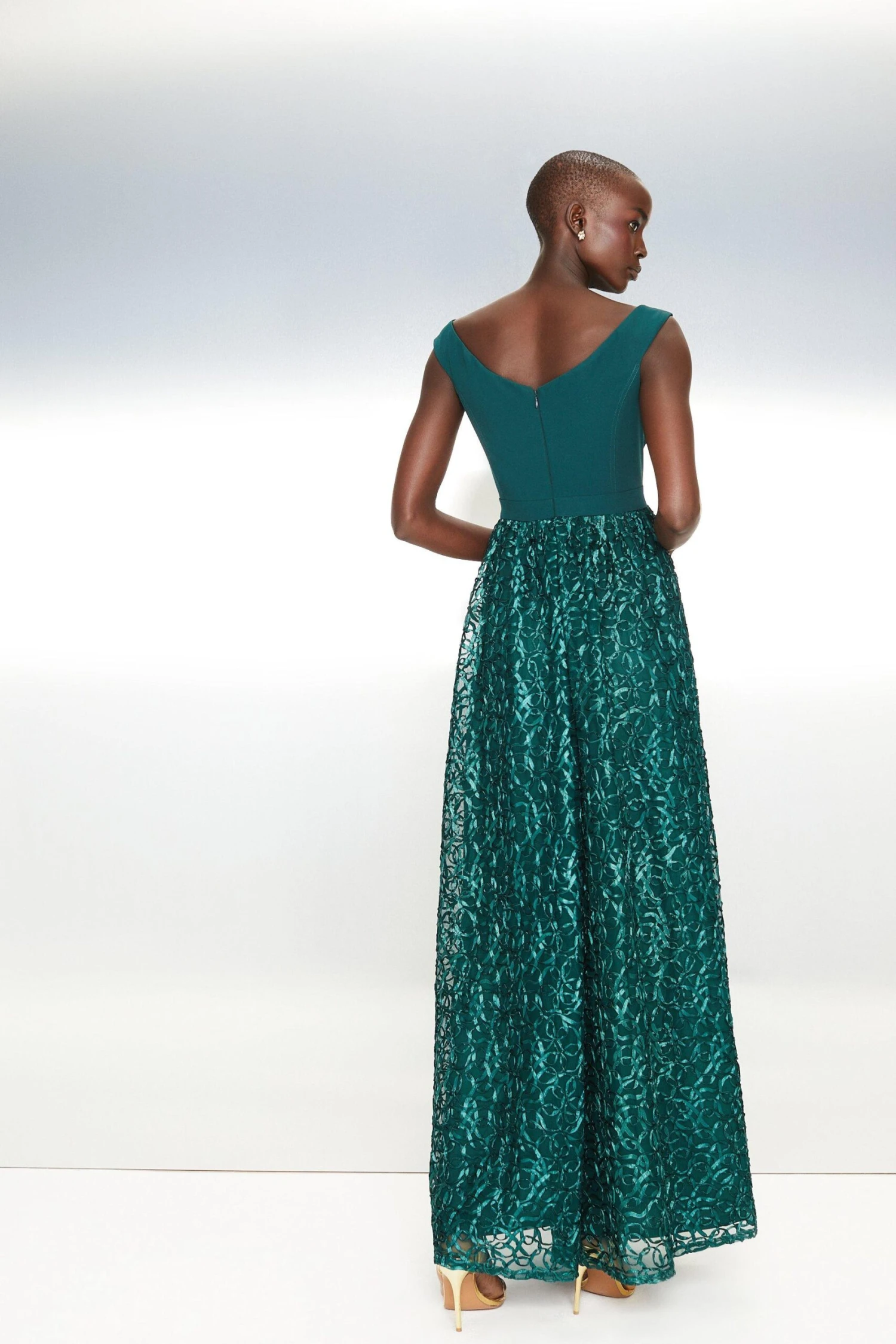 Coast Off Shoulder Embroidered Skirt Maxi Dress 3 Coast Off Shoulder Embroidered Skirt Maxi Dress - Image 3