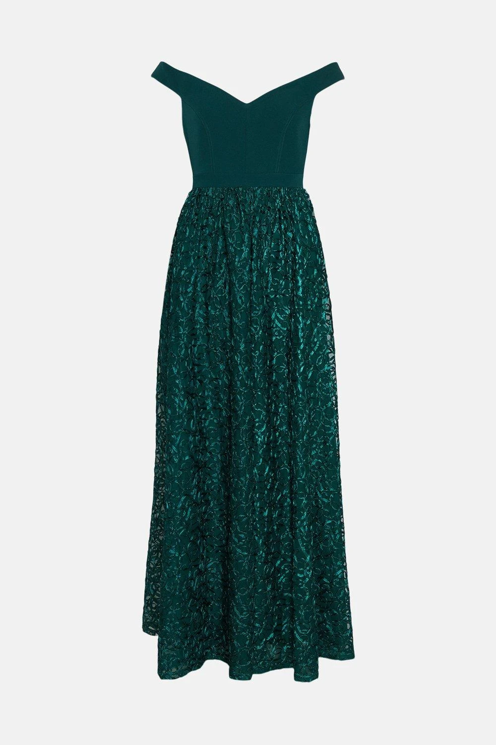 Coast Off Shoulder Embroidered Skirt Maxi Dress 4 Coast Off Shoulder Embroidered Skirt Maxi Dress - Image 4