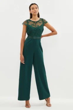Coast Cap Sleeve Embroidered Top Wide Leg Jumpsuit