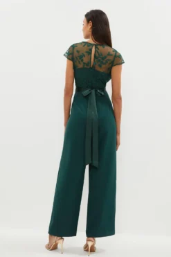 Coast Cap Sleeve Embroidered Top Wide Leg Jumpsuit -Coast Shop bcc03258 forest xl 2