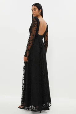 Coast Deep V Embroidered Long Sleeve Maxi Dress 6 Coast Deep V Embroidered Long Sleeve Maxi Dress -Coast Shop bcc03261 black xl 2