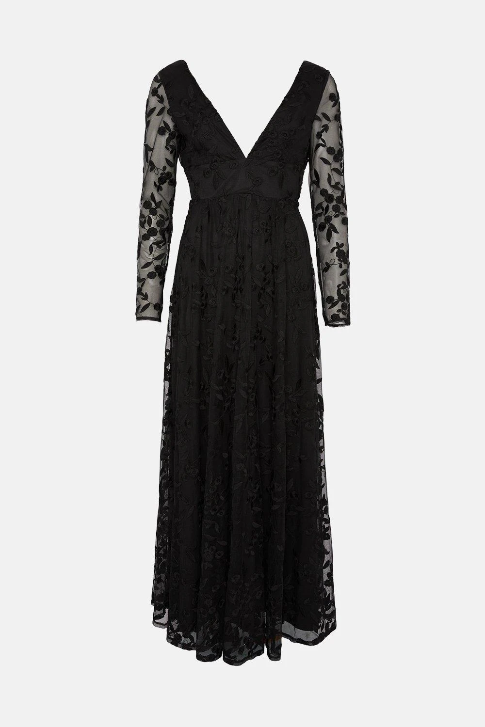 Coast Deep V Embroidered Long Sleeve Maxi Dress 4 Coast Deep V Embroidered Long Sleeve Maxi Dress - Image 4