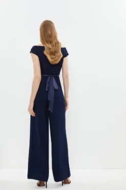 Coast Bardot Embroidered Bodice Wide Leg Jumpsuit 6 Coast Bardot Embroidered Bodice Wide Leg Jumpsuit -Coast Shop bcc03282 navy xl 2