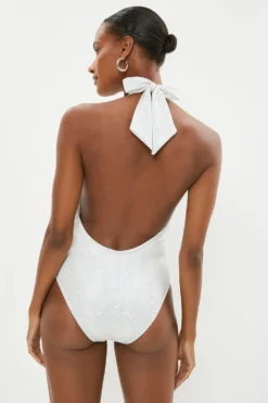 Coast Metallic Plunge Halterneck Swimsuit -Coast Shop bcc03300 white xl 2