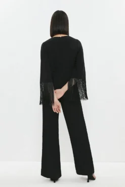 Coast Fringe Wrap Wide Leg Jumpsuit -Coast Shop bcc03335 black xl 2