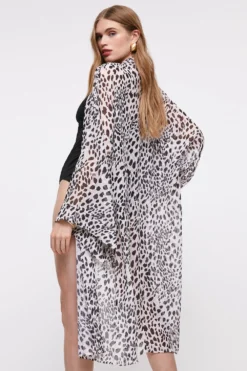 Coast Long Line Kimono Clipped Beach Cover -Coast Shop bcc03341 mono xl 4