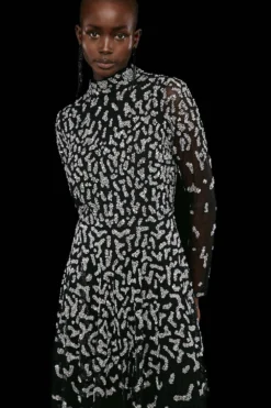 Coast Premium Leopard Sequin Ombre Maxi Dress -Coast Shop bcc03367 black xl 4