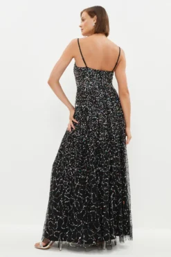 Coast Premium Multi Colour Sequin Maxi Dress -Coast Shop bcc03381 black xl 2