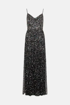 Coast Premium Multi Colour Sequin Maxi Dress -Coast Shop bcc03381 black xl 3