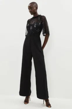 Coast Embroidered Flare Sleeve Jumpsuit