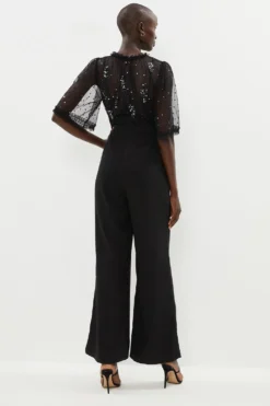 Coast Embroidered ​Flare Sleeve Jumpsuit​ -Coast Shop bcc03401 black xl 2