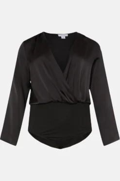 Coast Plus Size Satin Wrap Bodysuit​ -Coast Shop bcc03439 black xl 3