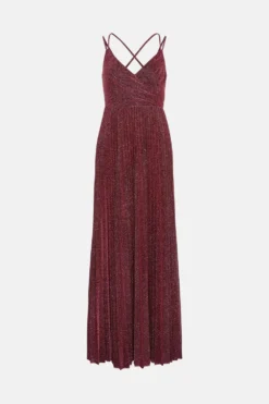 Coast Shimmer Fabric Pleat Skirt Strappy Back Maxi -Coast Shop bcc03446 rose20pink xl 3