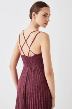 Coast Shimmer Fabric Pleat Skirt Strappy Back Maxi -Coast Shop bcc03446 rose20pink xl 4