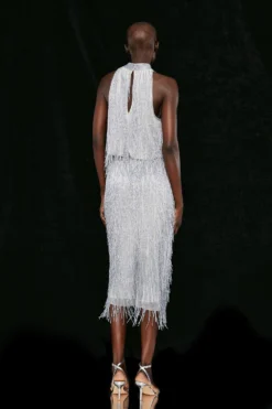 Coast Premium Fringe Embellished Midi Skirt -Coast Shop bcc03481 silver xl 2