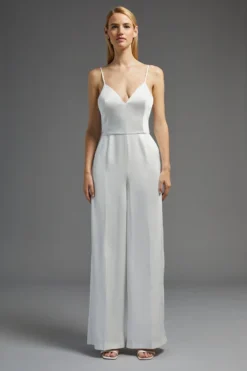 Coast V Back Satin Wide Leg Jumpsuit