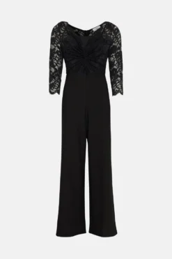 Coast Lace Twist Top Wide Leg Jumpsuit -Coast Shop bcc03505 black xl 3