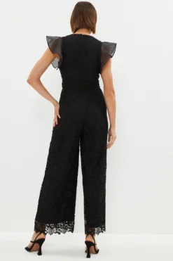 Coast Lace Jumpsuit With Organza Trim -Coast Shop bcc03509 black xl 2