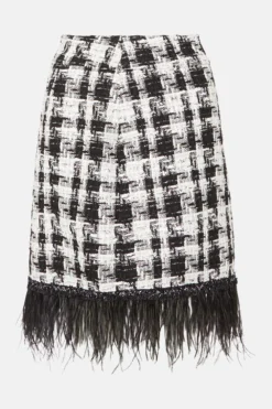 Coast Premium Feather Trim Textured Tweed Skirt -Coast Shop bcc03521 mono xl 3