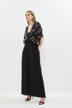 Coast Overlay Sequin Wide Leg Jumpsuit