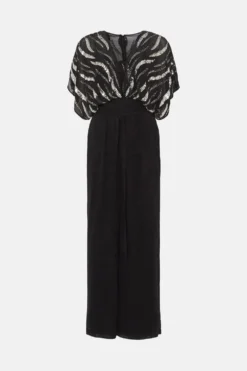 Coast Overlay Sequin Wide Leg Jumpsuit -Coast Shop bcc03531 black xl 3