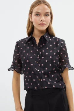 Coast Textured Organza Flute Sleeve Blouse