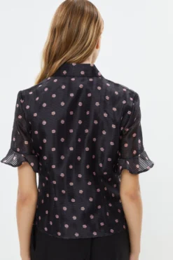 Coast Textured Organza Flute Sleeve Blouse -Coast Shop bcc03532 black xl 2 scaled