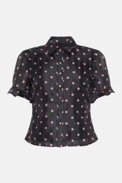 Coast Textured Organza Flute Sleeve Blouse -Coast Shop bcc03532 black xl 3