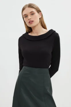 Coast Fold Detail Slash Neck Ponte Outfitter Top