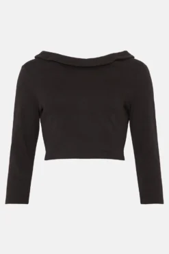 Coast Fold Detail Slash Neck Ponte Outfitter Top -Coast Shop bcc03535 black xl 3