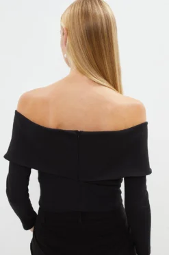 Coast Foldover Bardot Long Sleeve Outfitter Top -Coast Shop bcc03542 black xl 2