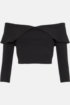 Coast Foldover Bardot Long Sleeve Outfitter Top -Coast Shop bcc03542 black xl 3