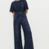 Coast Sequin Jumpsuit With Twist