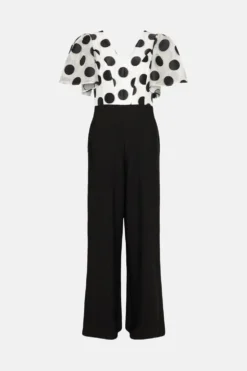 Coast Flute Sleeve Mono Spot Wide Leg Trouser Jumpsuit 7 Coast Flute Sleeve Mono Spot Wide Leg Trouser Jumpsuit -Coast Shop bcc03580 mono xl 3