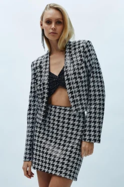 Coast Sequin Dogtooth Mini Skirt