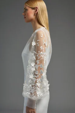 Coast 3d Flower Puff Sleeve Organza Top -Coast Shop bcc03590 ivory xl 5