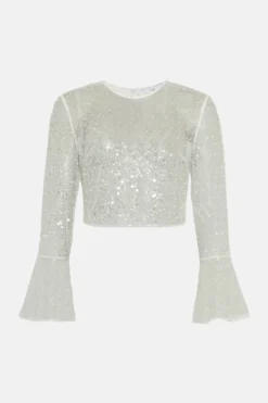 Coast Embellished Flounce Sleeve Top -Coast Shop bcc03591 ivory xl 3