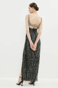 Coast Premium Drape Corset Fringe Embellished Maxi -Coast Shop bcc03606 black xl 2