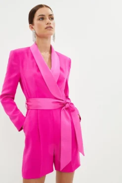 Coast Petite Blazer Wrap Playsuit With Belt
