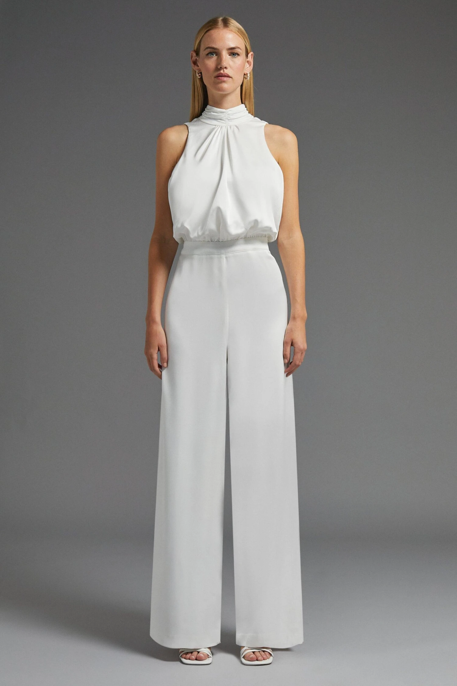 Coast Bow Back Blouson Top Wide Leg Satin Jumpsuit 1 Coast Bow Back Blouson Top Wide Leg Satin Jumpsuit