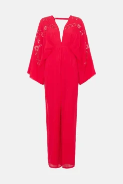 Coast All Over Beaded V Neck Kimono Jumpsuit -Coast Shop bcc03657 magenta20pink xl 3